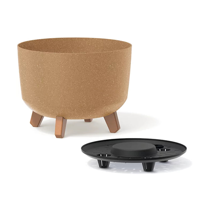 Gracia Standard Eco Wood Flowerpot with Removable Legs Including Insert for Indoor and Outdoor Use Planter Round Plastic UV-resistant 238mm Coffee