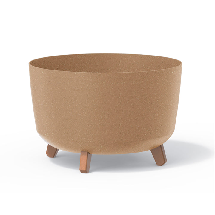 Gracia Standard Eco Wood Flowerpot with Removable Legs Including Insert for Indoor and Outdoor Use Planter Round Plastic UV-resistant 390mm ECO Naturo