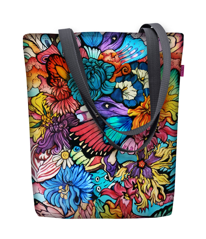 Sunny shoulder bag with zipper ladies shopper 36x40 cm (fits A4) tote bag fabric bag bag with motif hippi