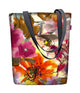 Sunny Schultertasche mit Reißverschlus Damen Shopper 36x40 cm (passend für A4) Tragetasche Stofftasche Tasche mit Motiv Garden