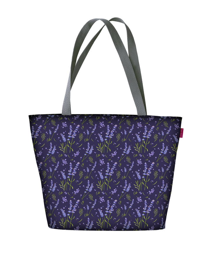 Holi Shoulder Bag with Zipper Ladies Shopper Fits A4 Tote Bag Bag with Motif Lavender