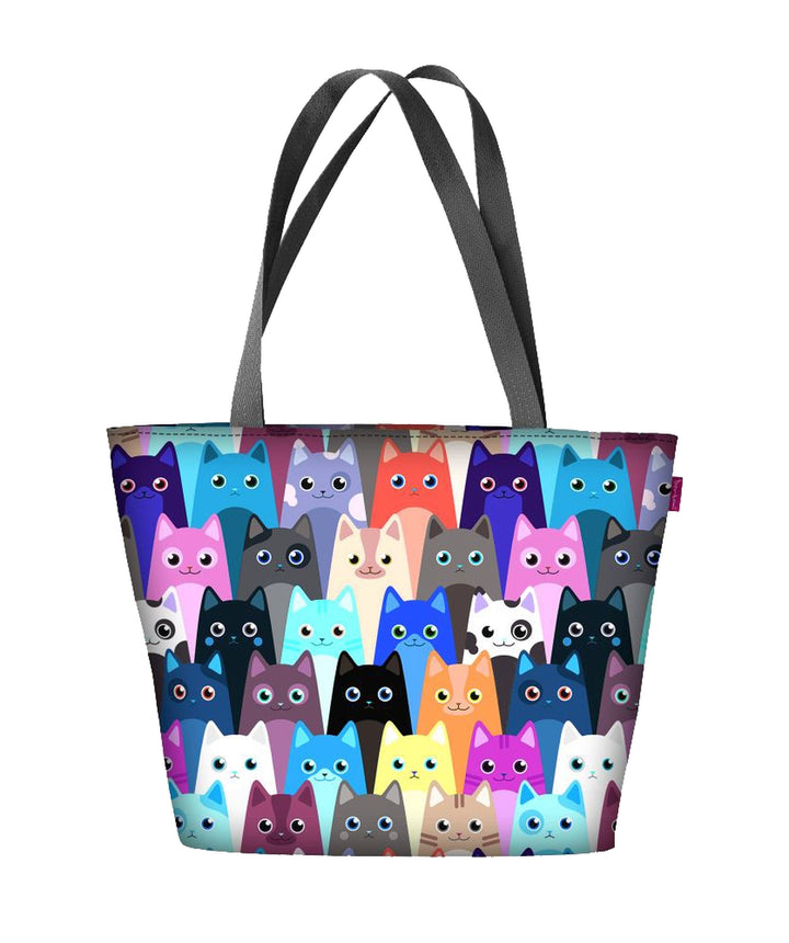 Mála ghualainn Holi le zipper mban shopper Oiriúnach do A4 mála tote mála le móitíf Meow