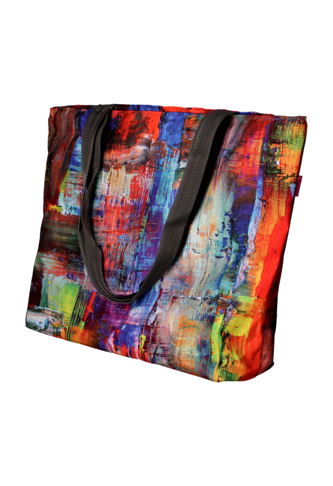 Holi shoulder bag with zipper ladies shopper Suitable for A4 tote bag with motif Paint