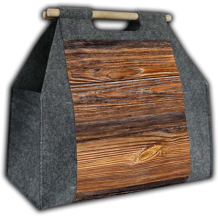 Firewood bag wood bag rectangular with handle wood