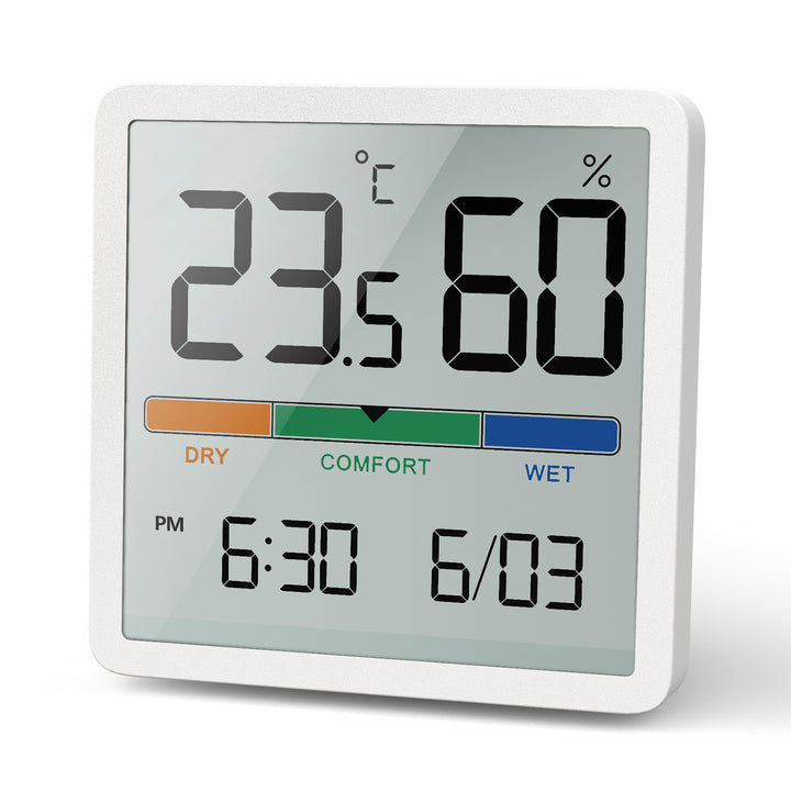 Weather Station Thermometer Hygrometer Clock Temperature Humidity LCD Portable Battery