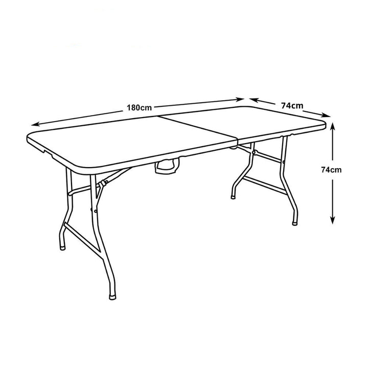 GreenBlue GB370 Folding Catering Garden Patio Terrace Balcony Table Suitcase Table, 180x75x74cm, HDPE, max. 200kg