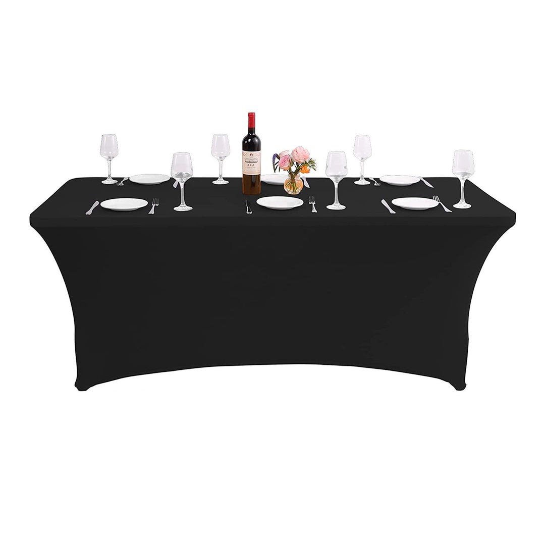 GreenBlue GB372 Elastic Tablecloth Catering Table Cover Black, 180x75x74cm, Spandex