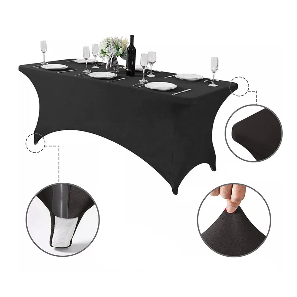 GreenBlue GB372 Elastic Tablecloth Catering Table Cover Black, 180x75x74cm, Spandex