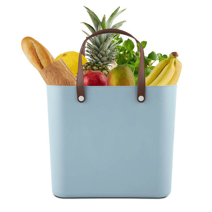 Rotho Albula Plastic Shopper Bag 25L - Blue - Shopping Basket with Handles Made of Recycled Plastic ECO