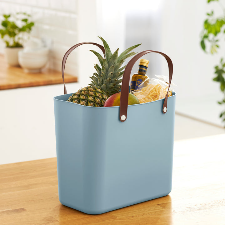 Rotho Albula Plastic Shopper Bag 25L - Blue - Shopping Basket with Handles Made of Recycled Plastic ECO