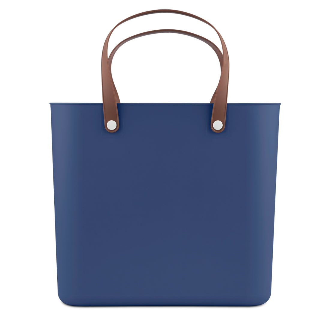 Rotho Albula Plastic Shopper Bag 25L - Navy Blue - Shopping Basket with Handles Made of Recycled Plastic ECO