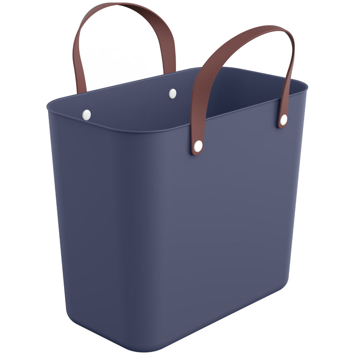 Rotho Albula Plastic Shopper Bag 25L - Navy Blue - Shopping Basket with Handles Made of Recycled Plastic ECO