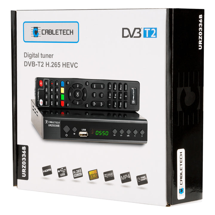 Tiúnóir Teilifíse Digiteach HEVC H.265 DVB-T2 HDMI Taifeadán PVR Iomlán HD SCART USB EPG