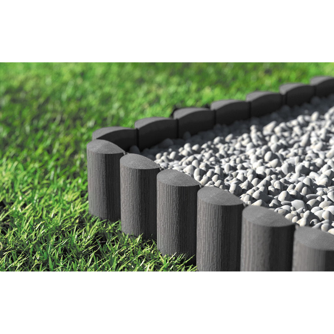 Cellfast Eco 4 Grey Garden Lawn Edging 2.4m Border Palisade Plastic With Wood Structure Frostproof Weatherproof Sturdy