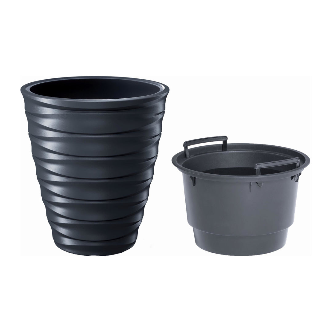 Round flowerpot with insert Prosperplast Freze DBFE300-S433 - anthracite colored