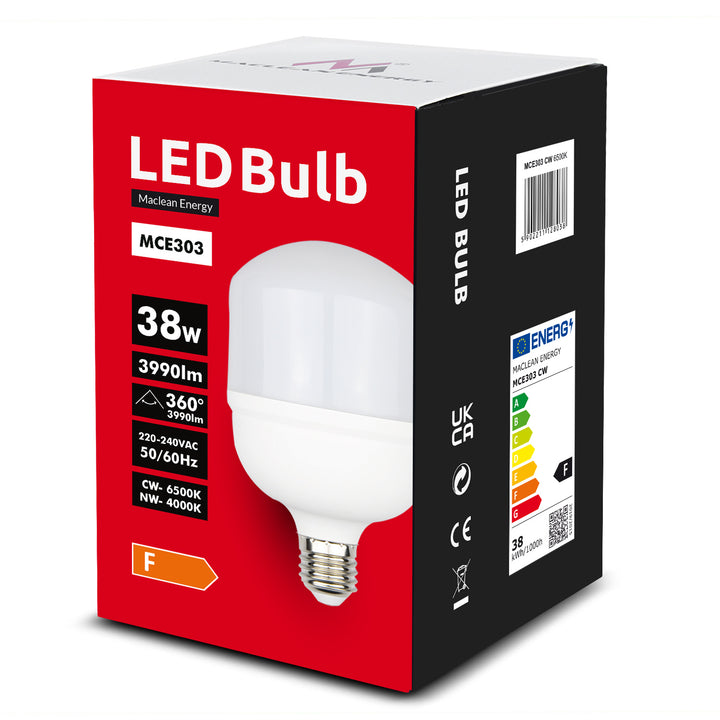 Maclean LED bulb, E27, 38W, 220-240V AC, cold white, 6500K, 3990lm, MCE303 CW