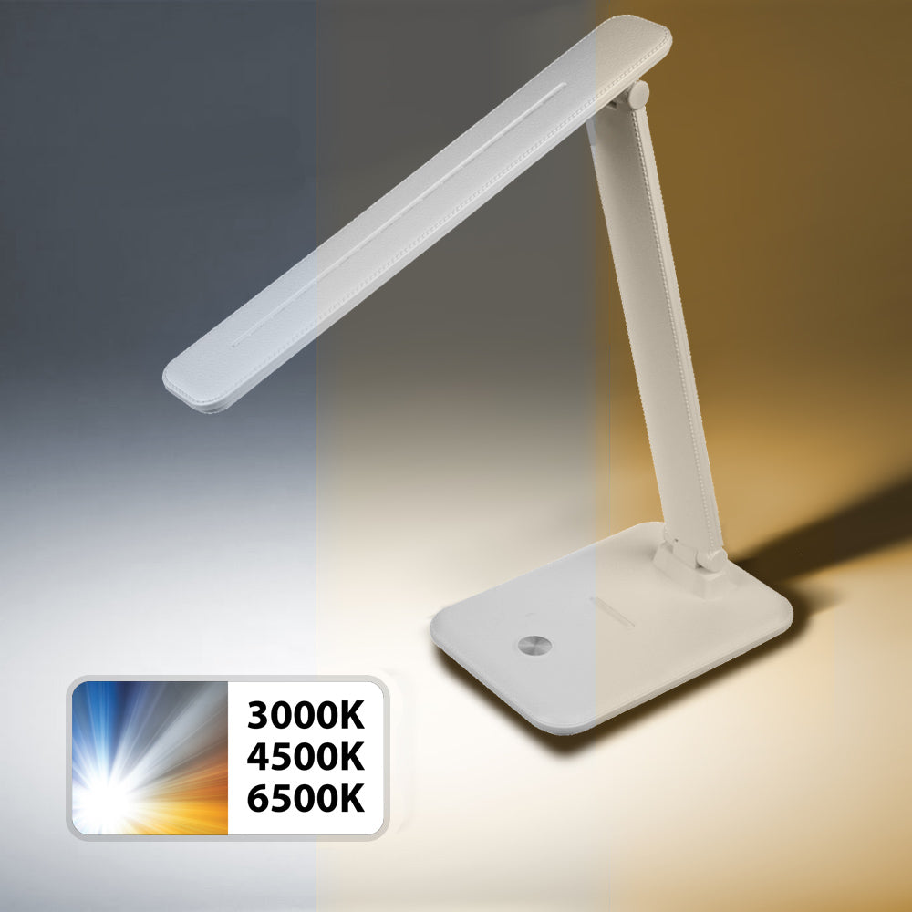 Maclean MCE614W Dimmable LED Desk Lamp Adjustable Folding 9W IP20 3000K 4500K 6500K