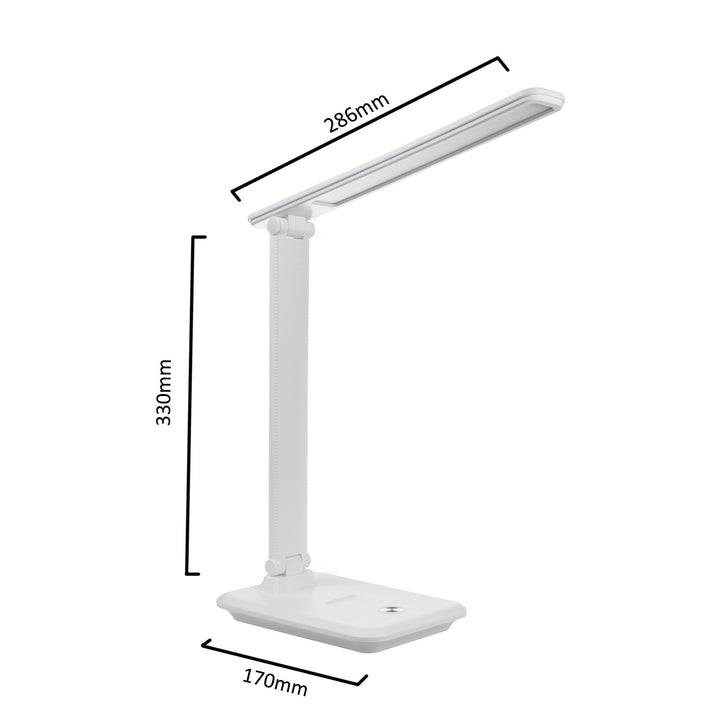 Maclean MCE614W Dimmable LED Desk Lamp Adjustable Folding 9W IP20 3000K 4500K 6500K