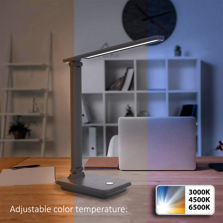 Maclean MCE614 B Dimmable LED Desk Lamp Adjustable Folding 9W IP20 3000K 4500K 6500K Black