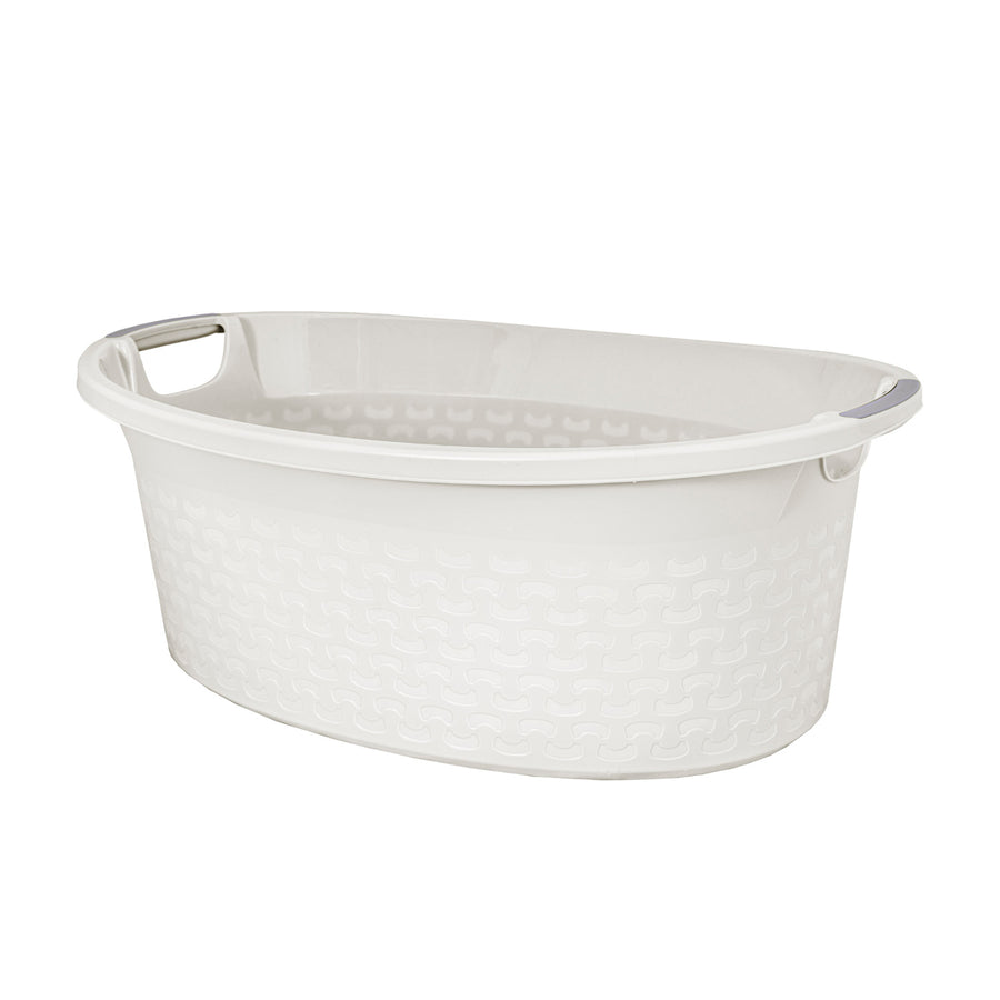 BranQ Plastic Basin Bath Laundry Basket with Handles Washing Laundry Bowl 40L Antique White