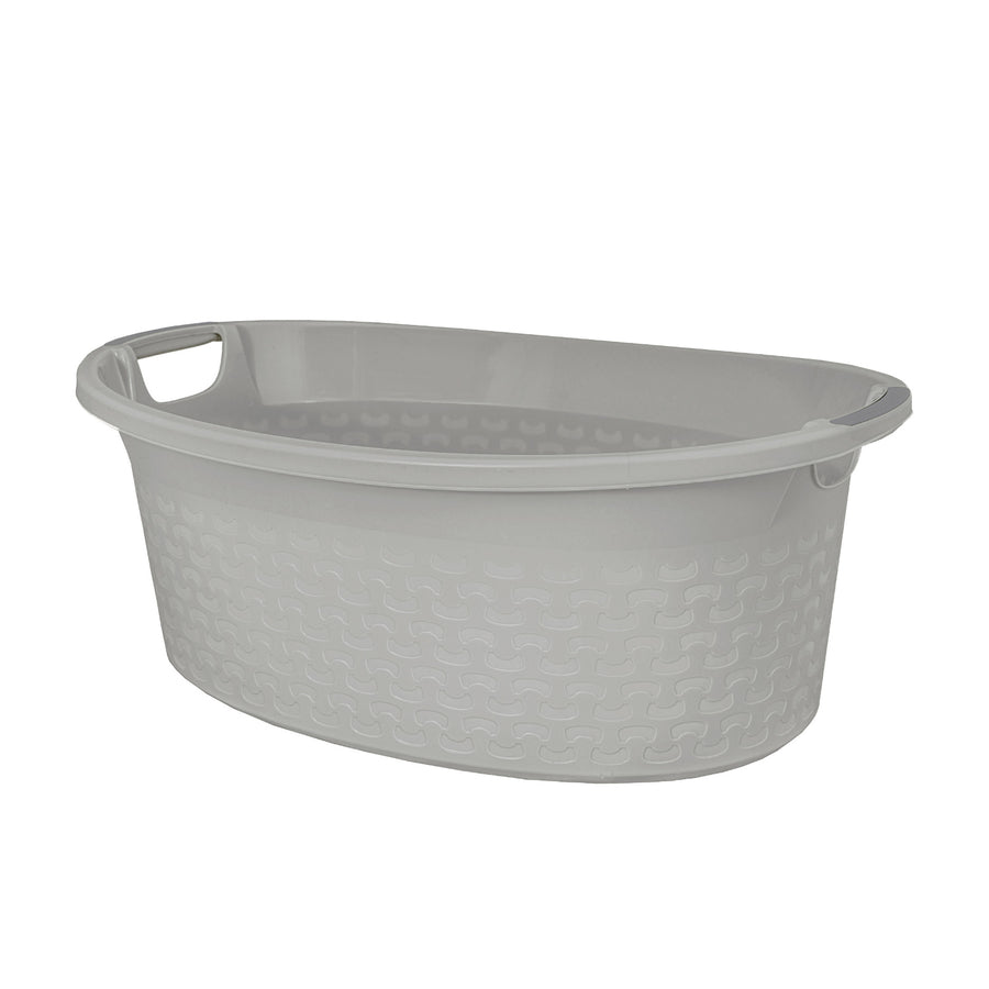 BranQ Plastic Basin Bath Laundry Basket with Handles Washing Laundry Bowl 40L Grey