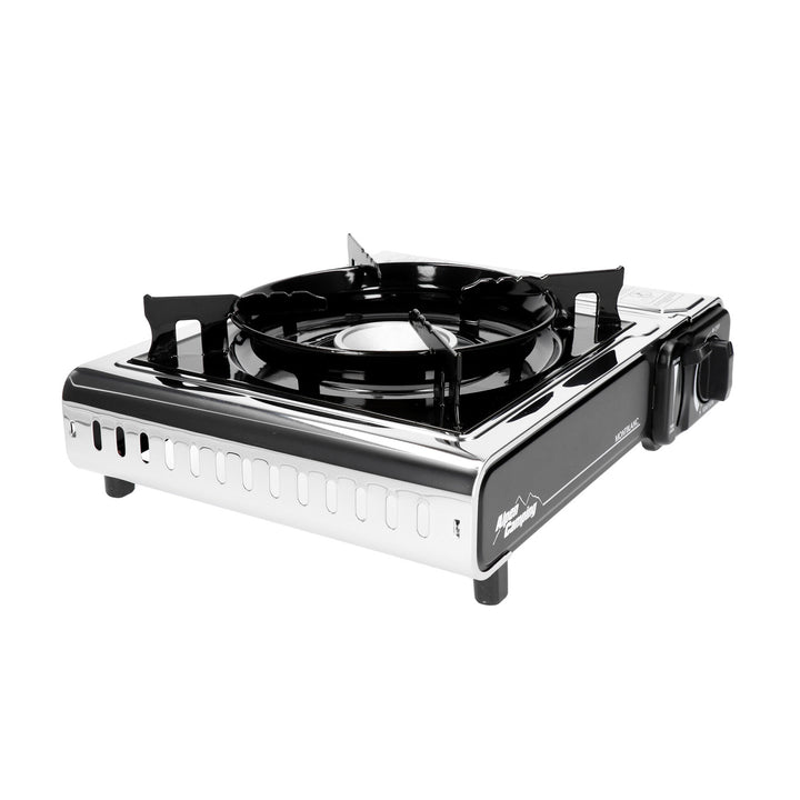 AlpenCamping Portable Camping Gas Stove 2.2kW Piezo Ignition Gas Cooker Consumption 160 g/h Piezo Ignition