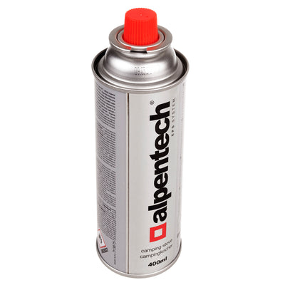 Alpentech 380 ml gas cartridge, certification: Pi 0875, compliant with EN 521, butane, operating range: -5°C to +40°C, IK300