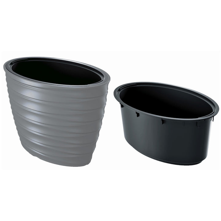 Prosperplast Freze DBFEE600-443U oval flower pot with insert - light grey