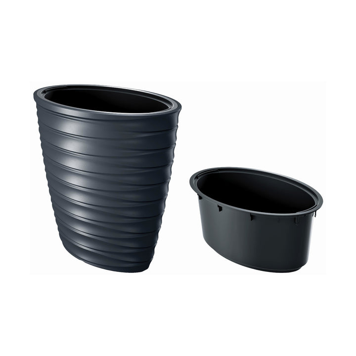 Pot with oval insert Prosperplast Freze DPFEE600-S433 - anthracite color