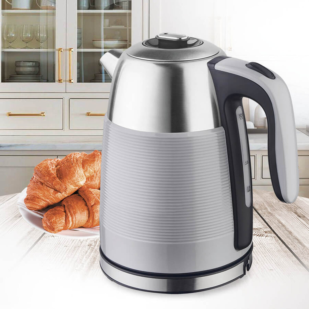 Maestro MR-051 Cordless Electric Water Kettle 1.7L - Grey Stainless Steel Overheating Protection Stylish