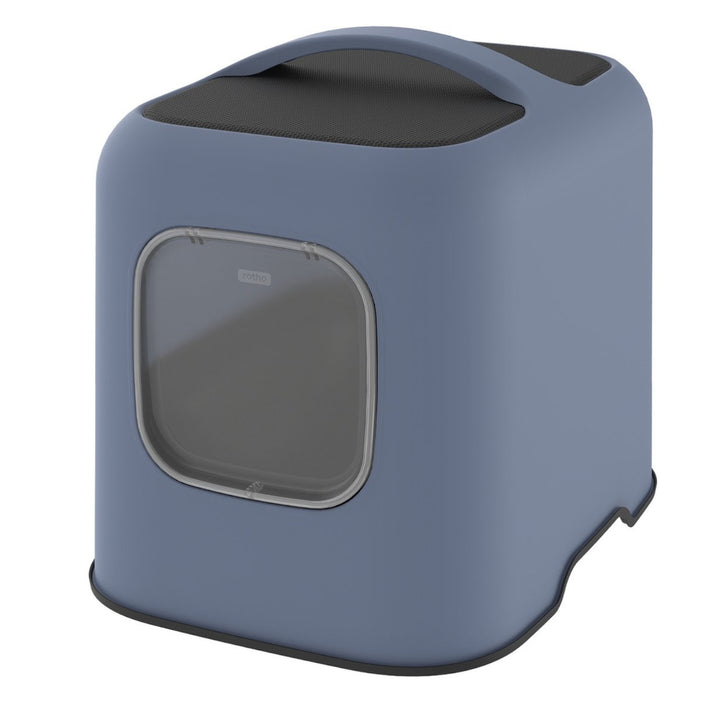 Rotho Biala MyPet cat toilet litter box with lid and scoop - dark blue color