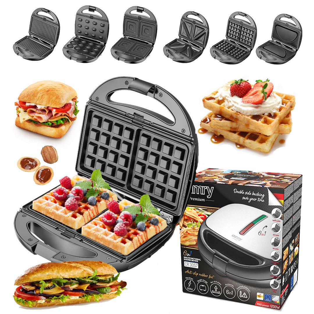 Camry CR 3057 Multifunctional Sandwich Maker with 6 Interchangeable Plates, 1200W