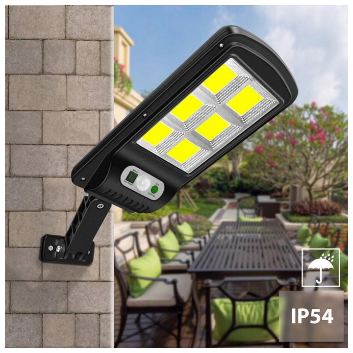 Lampa sráide gréine Maclean MCE446 le braiteoir tairiscint agus dusk IP54 4W 400 lumens 6500K rialú iargúlta lampa gréine solas balla lasmuigh soilsiú lasmuigh laindéir sráide 3 modhanna soilsithe