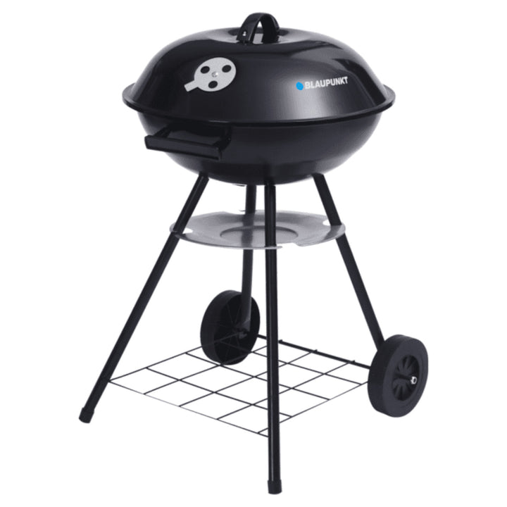 Blaupunkt GC401 Grill Gualach ar Rothaí Seastán Barbecue Babhta Tralaí Barbecue Barbecue le Barbecue Gairdín an tSeilf Íochtarach 41cm Trastomhas BBQ