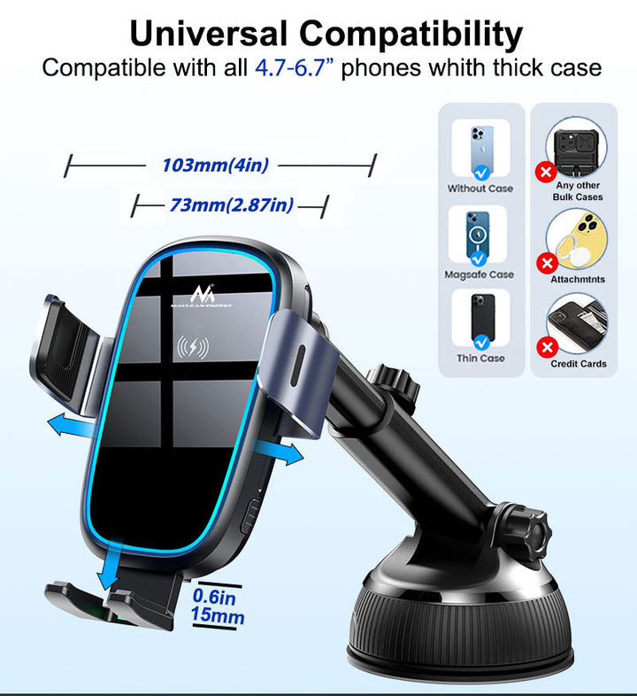 Maclean MCE129 Car Phone Holder Mount with Qi Wireless Inductive Charger Automatic Dashboard Windshield Airvent Desk 4in1