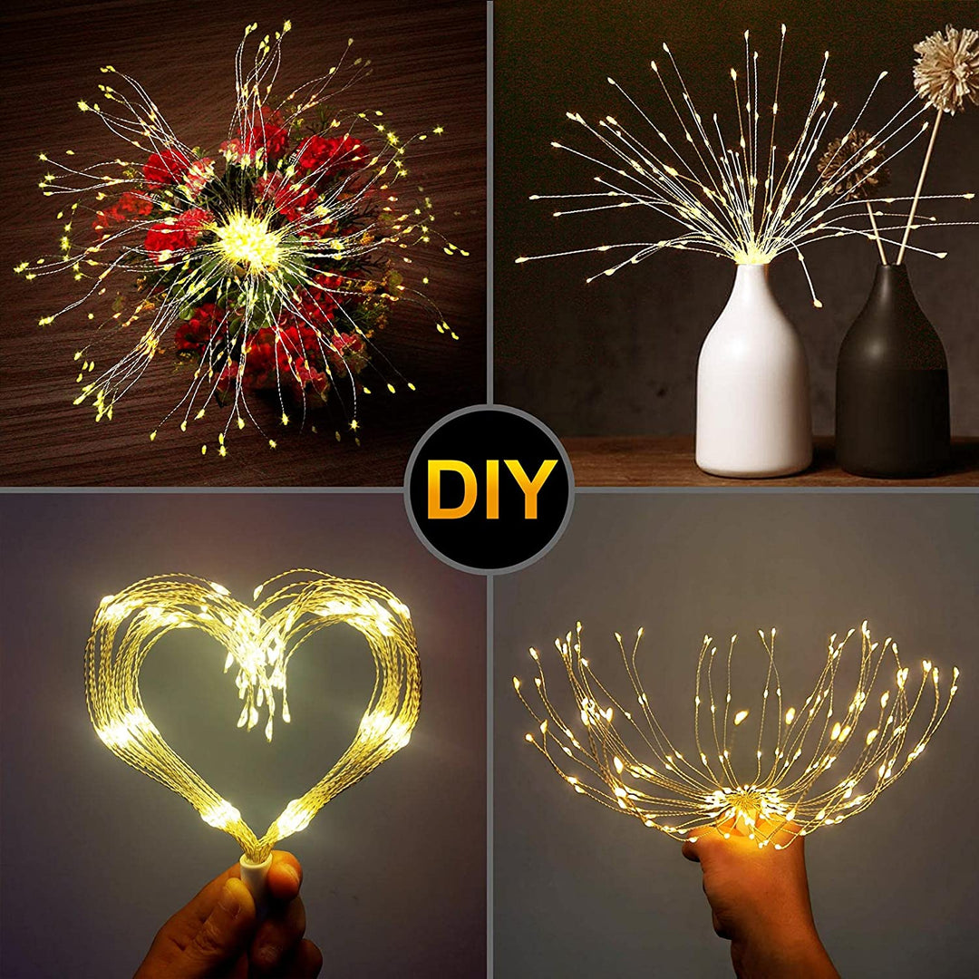 3D LED Star Fireworks Hanging LED Light Decorative Starburst Lamp 4xAA Battery Operated 8 Modes IP44 Warm White with Remote Control Indoor Outdoor