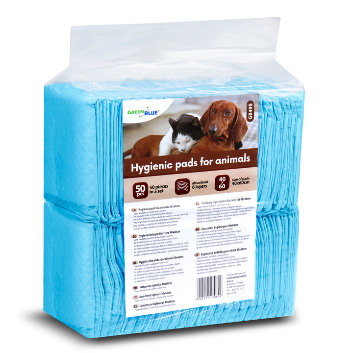 GreenBlue GB495 Dog Cat Sanitary Pads Mats for Pets Potty Training Pads Disposable Training Pads 60x40cm 50 pcs.