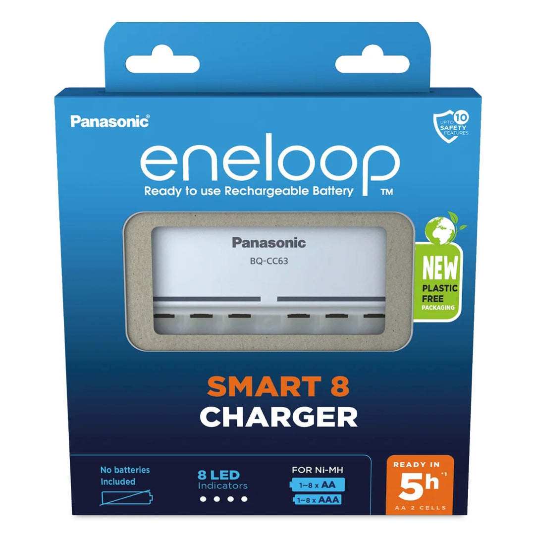 Panasonic Eneloop BQ-CC63 EKO Ni-MH charger ceallraí in-athluchtaithe.