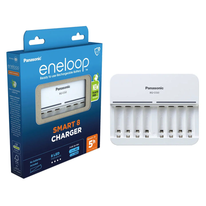 Panasonic Eneloop BQ-CC63 EKO Ni-MH charger ceallraí in-athluchtaithe.