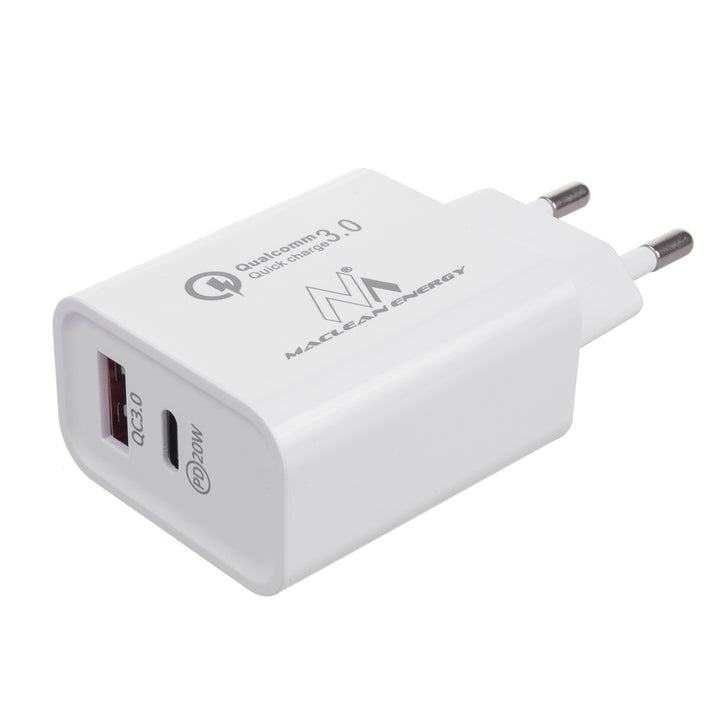 Charger Cumhachta 20W Maclean, PD, Seachadadh Cumhachta, Táille Tapa Qualcomm, QC 3.0, 5V3A / 9V2.22A / 12V1.67A, bán, MCE485W