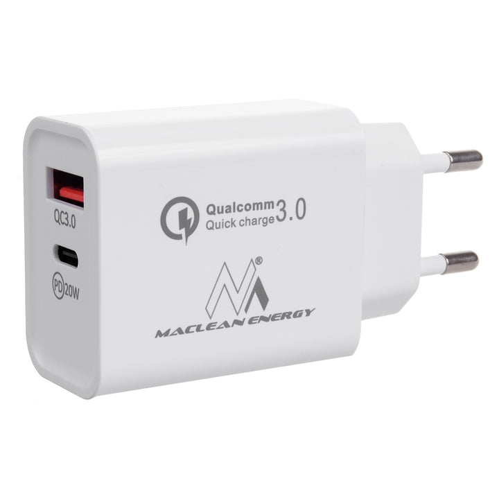 Charger Cumhachta 20W Maclean, PD, Seachadadh Cumhachta, Táille Tapa Qualcomm, QC 3.0, 5V3A / 9V2.22A / 12V1.67A, bán, MCE485W