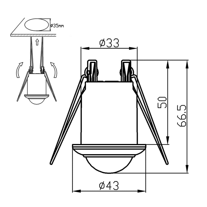 Maclean MCE359 PIR Braiteoir Gluaisne Sreabhadh Uasteorainn Feistithe Raon Cuasaithe 6m Ualach Uasta 300/150W Uillinn Braite 360°