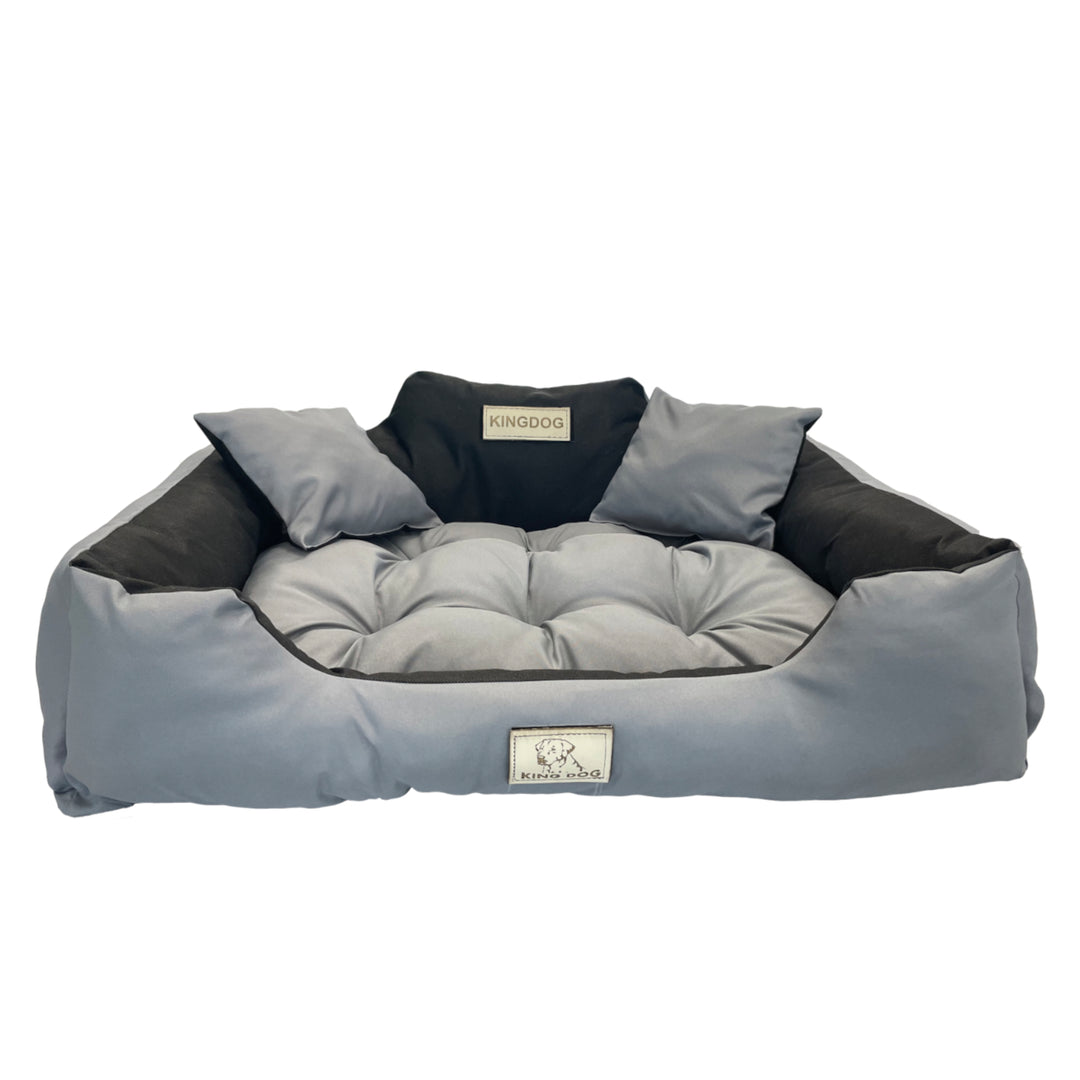 KingDog Dog and Cat Bed with Two Cushions Dog Cushion Dog Basket Pet Bed Washable Waterproof PVC Material Size L