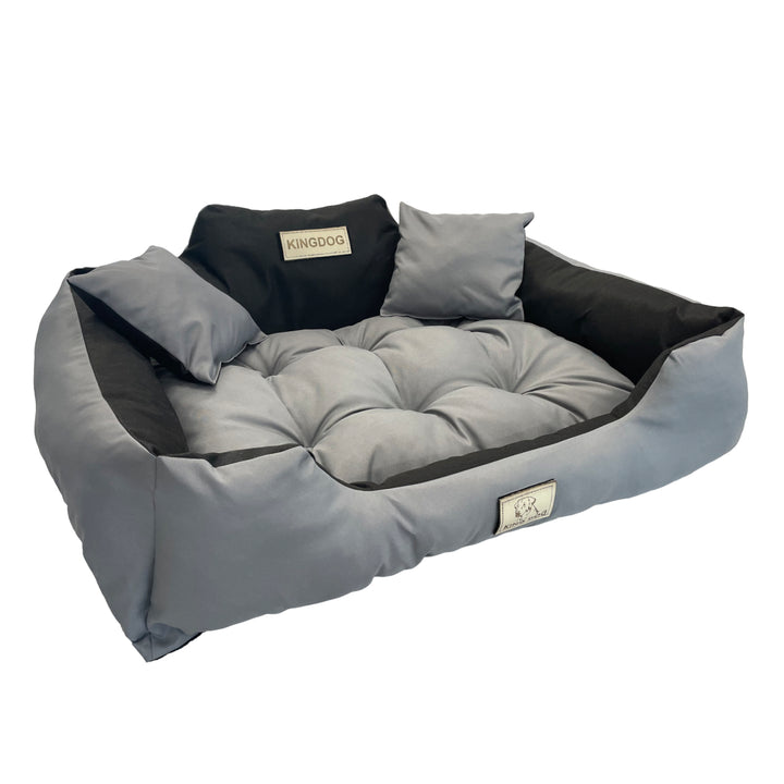 KingDog Dog and Cat Bed with Two Cushions Dog Cushion Dog Basket Pet Bed Washable Waterproof PVC Material Size L