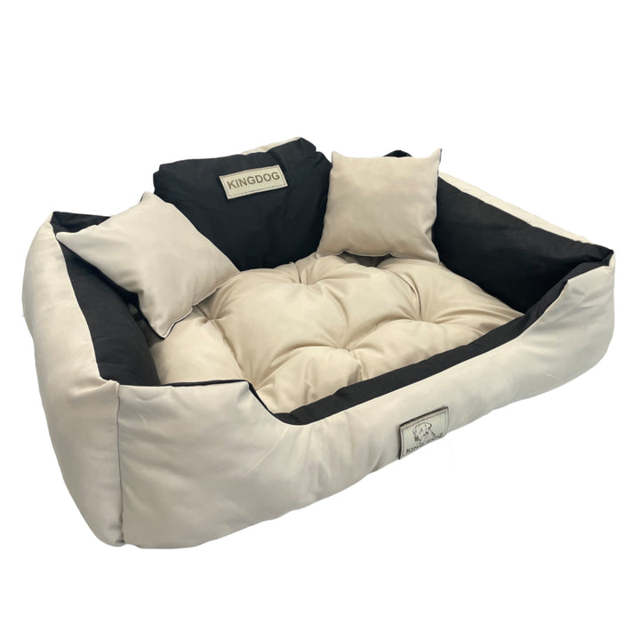 KingDog Dog and Cat Bed with Two Cushions Dog Cushion Dog Basket Pet Bed Washable Waterproof PVC Material Size XL