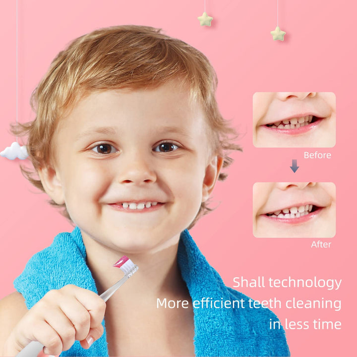 SEAGO SG-513 Pink Children's Sonic Toothbrush, Pink, 1xAAA 1.5V (not included), 4 tips