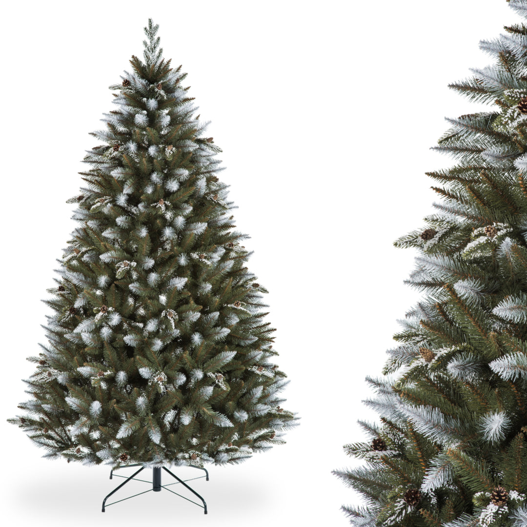 Artificial Spruce Snow Covered Christmas Tree PE PVC Green Premium