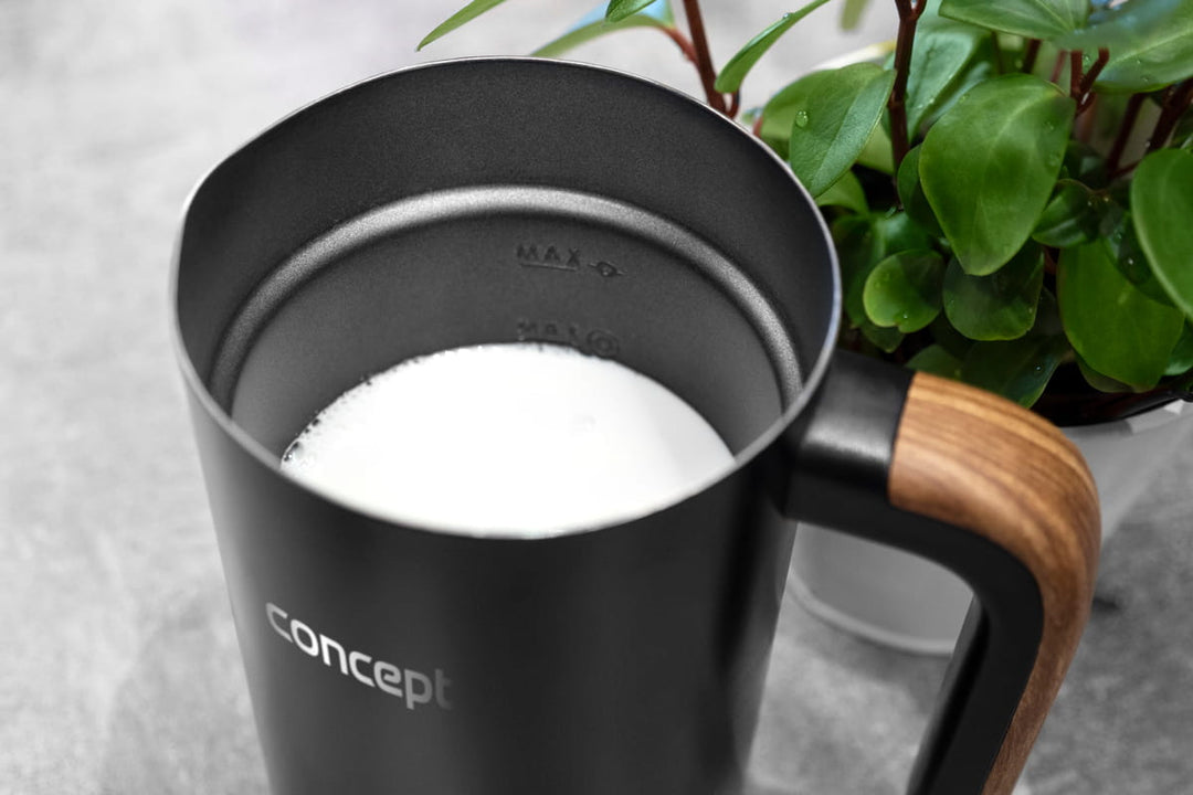 Coincheap Nordach NM4101 Bainne Frother 500W Dubh le haghaidh Seacláid Te Latte Cappuccino Frappe 3 Modh Cruach Dhosmálta