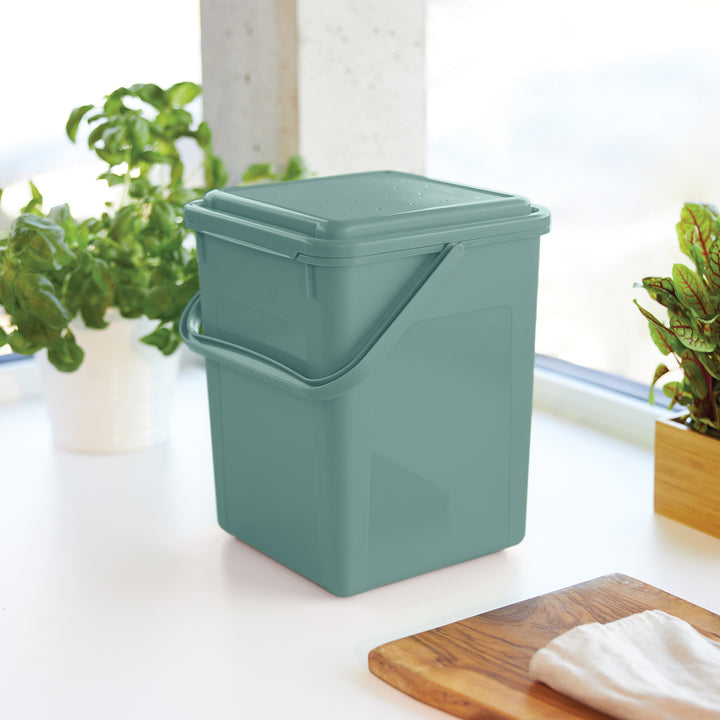 Rotho Bio Home Compost Bucket 8L with Carbon Filter Handle Composter Waste Bin