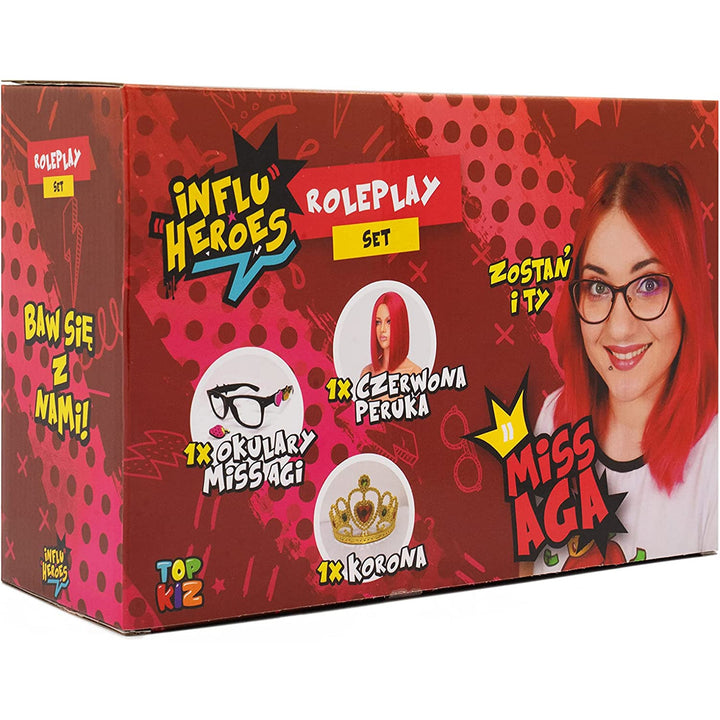 Influ Heroes Miss Aga Dress Up Set Wig Crown Glasses